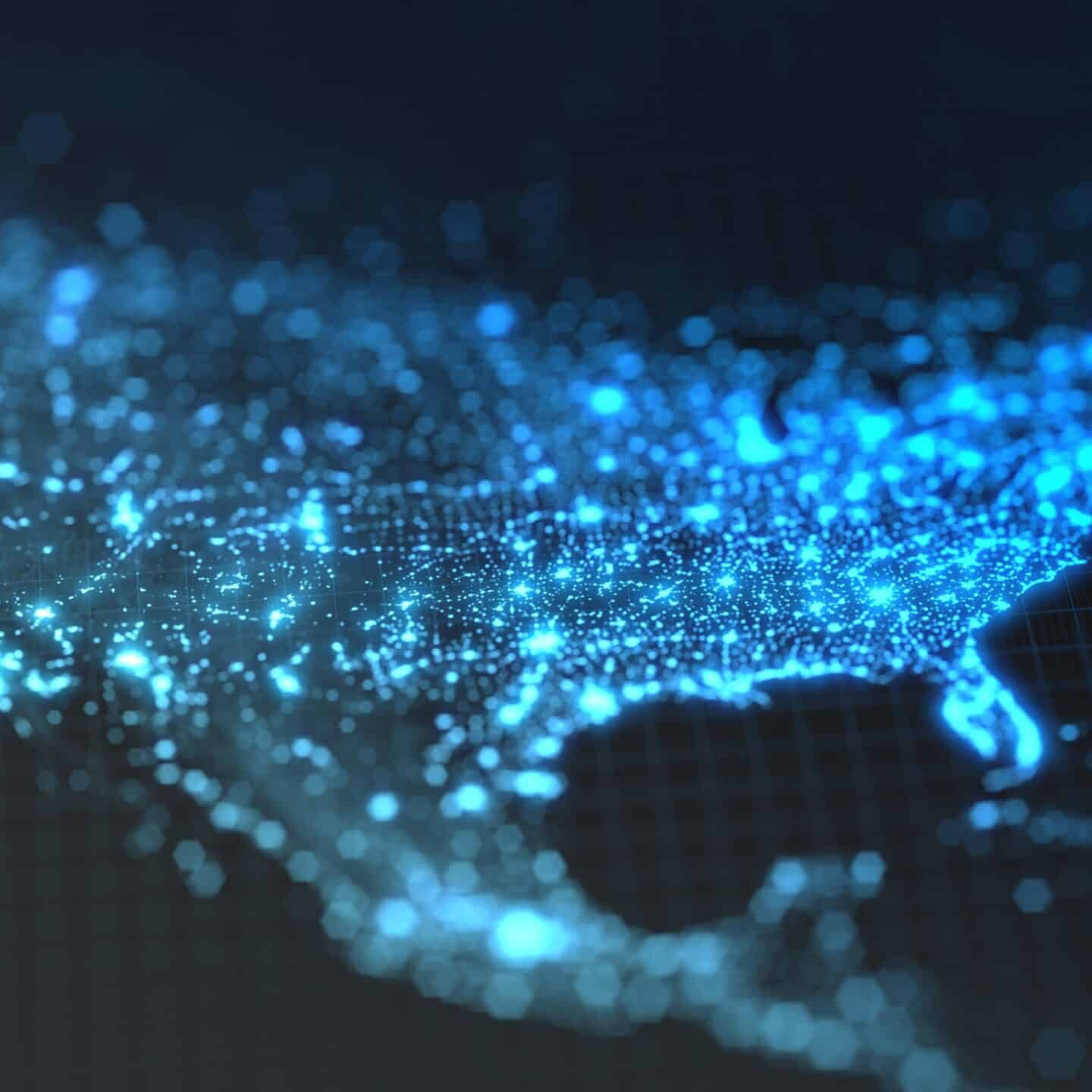 dark earth map with glowing details of city and human population density areas. wiew of america. suitable for technology, future and science themes. 3d illustration