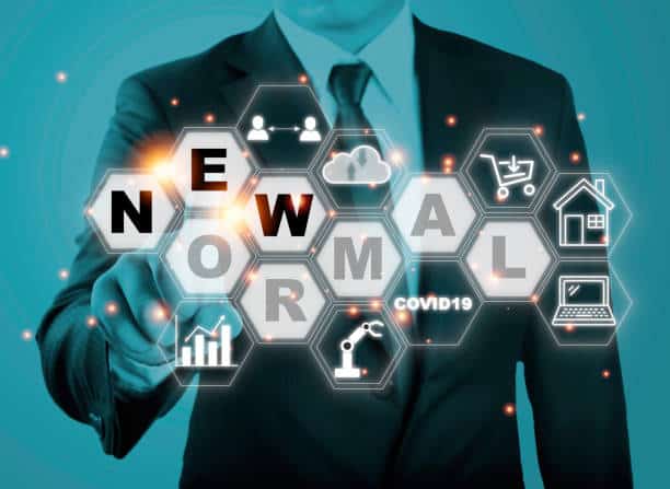 istockphoto-1250582619-612x612 Businessman touching new normal wording with icon such as online shopping social distancing work from home and COVID19.The world is changing to balance it into new normal include business , economy ,