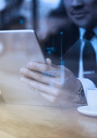 Businessman on tablet
